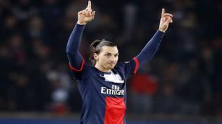 PSG's Zlatan Ibrahimovic celebrates his opening goal during the Group C Champions League soccer match between Paris Saint Germain and Olympiakos FC at the Parc des Princes stadium in Paris, France, Wednesday, Nov. 27, 2013. (AP Photo/Francois Mori) France Soccer Champions League