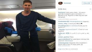 آخر اخبار برشلونة اليوم : ليونيل ميسي يلتقط صورة تذكرية لإرتدائه البيجاما في رحلته إلى اليابان